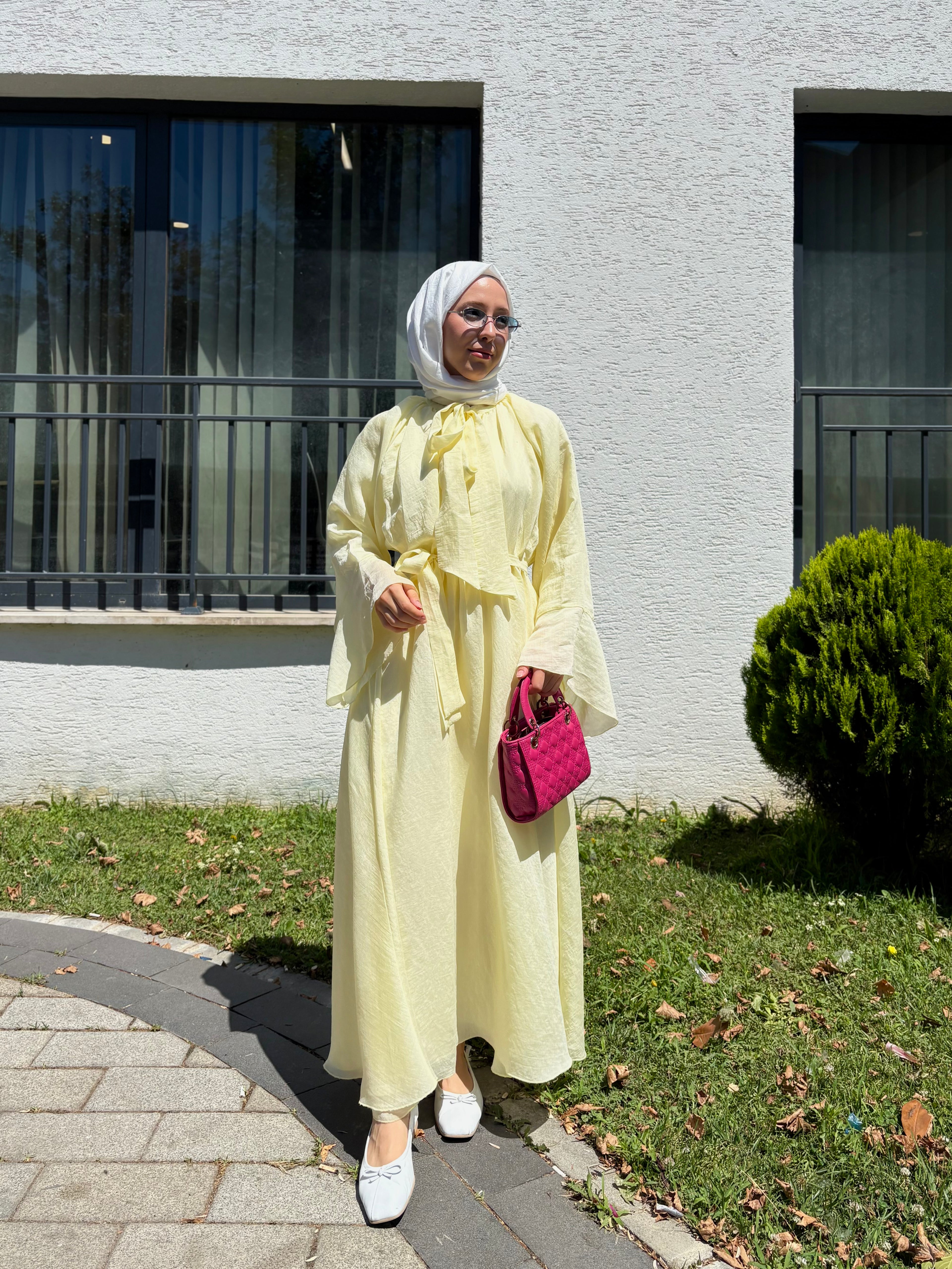 VUA / Bağlama Yakalı Elbise Sarı