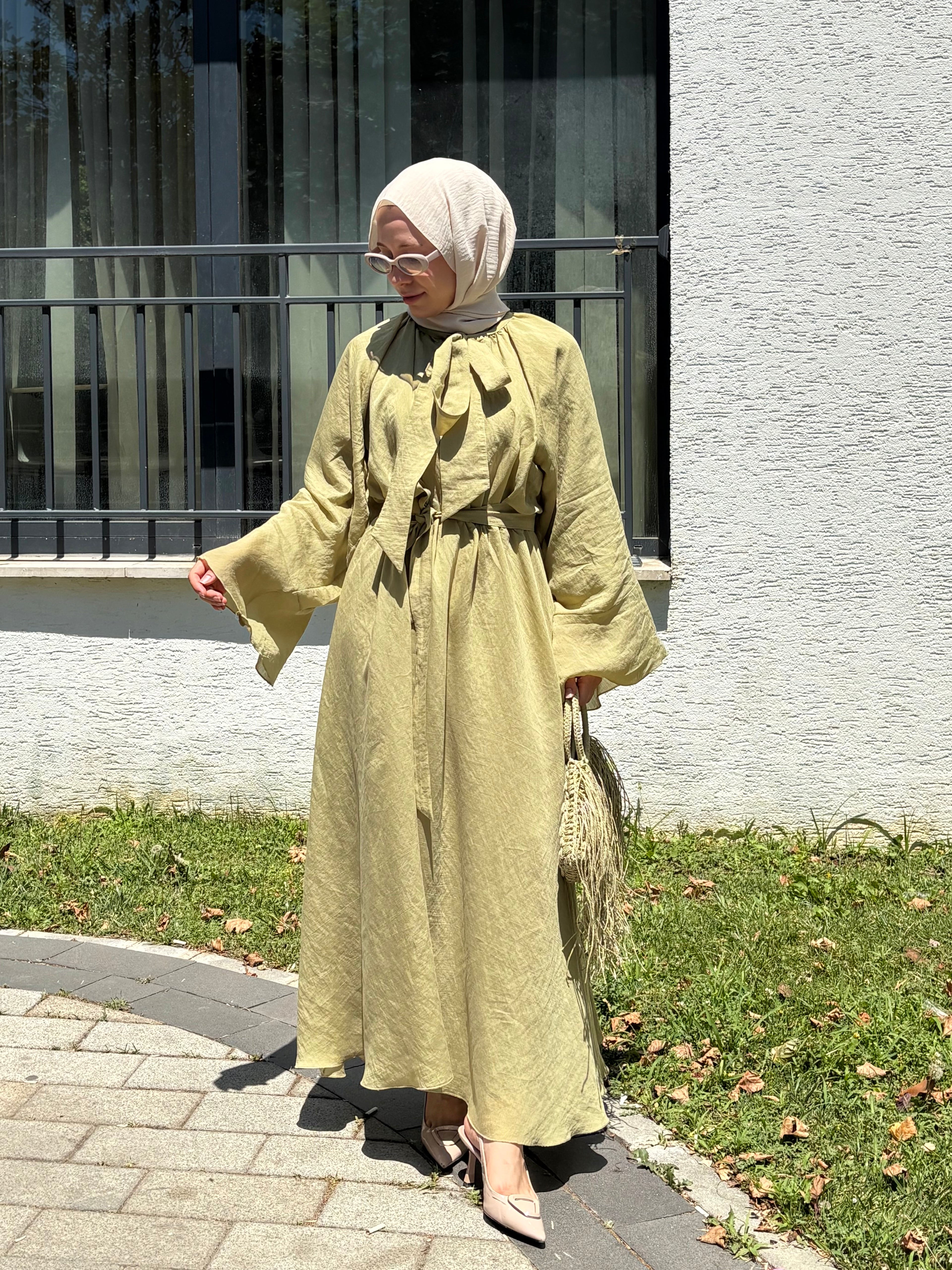 Vua Astarlı Vual Kumaş Elbise Yeşil